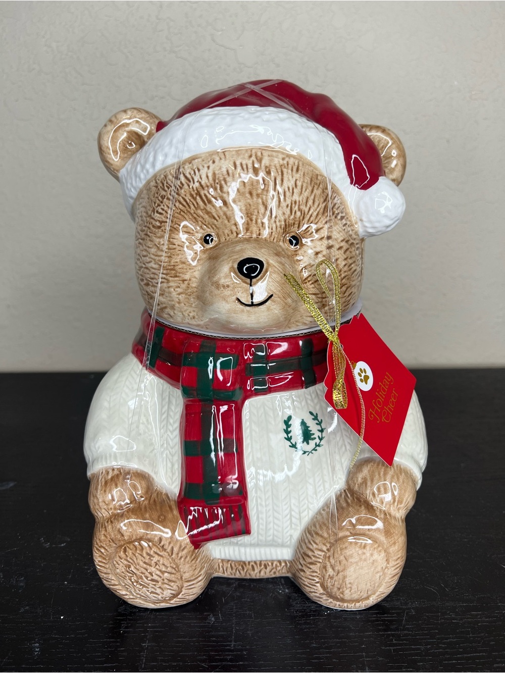 NEW Holiday Cheer 2026 Christmas Bear with Sweater & Scarf Cookie Jar